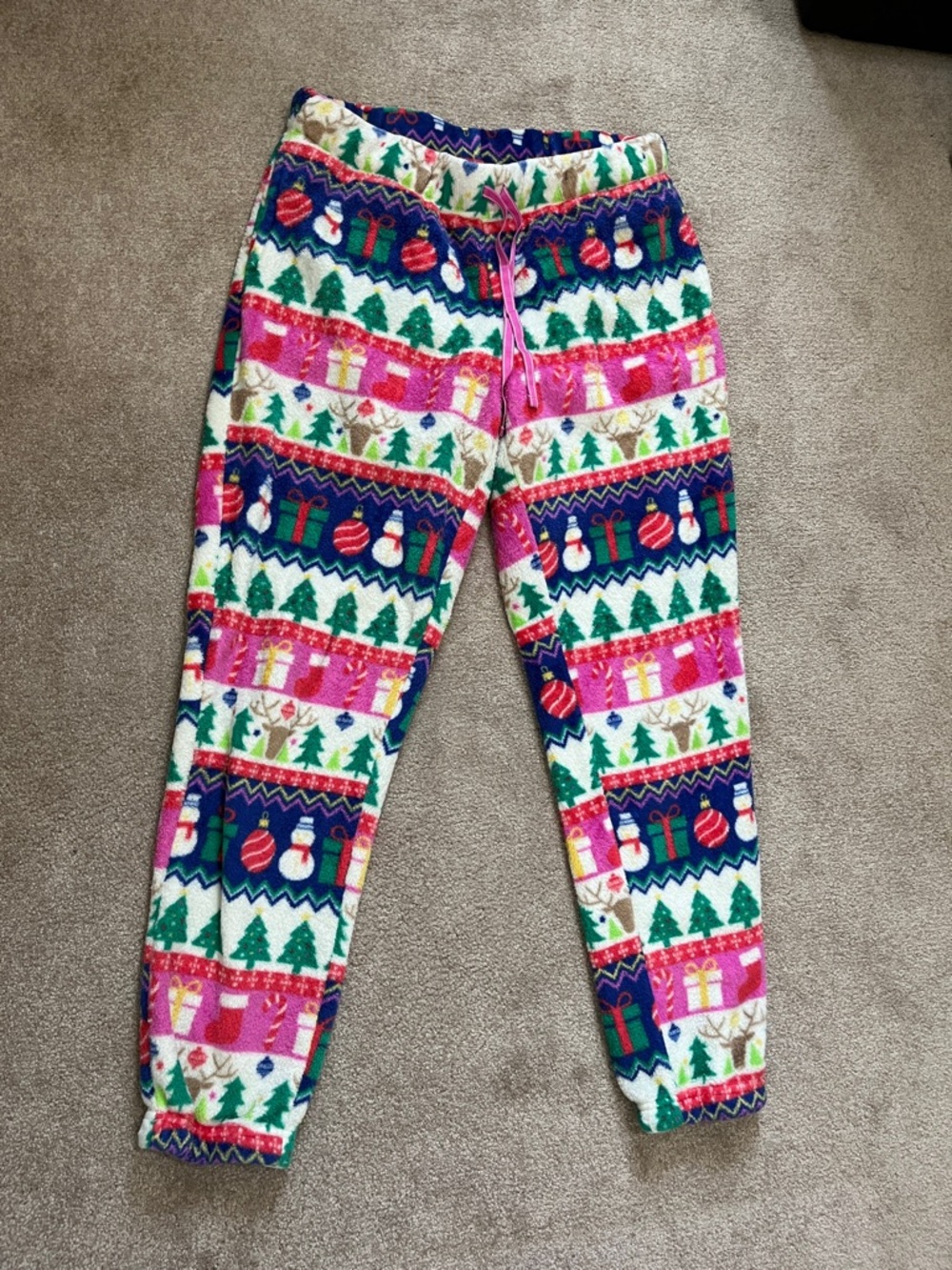 Joyspun Size Large 12-14 Cozy Women’s Holiday Fleece Pajama Pants - Multicolor